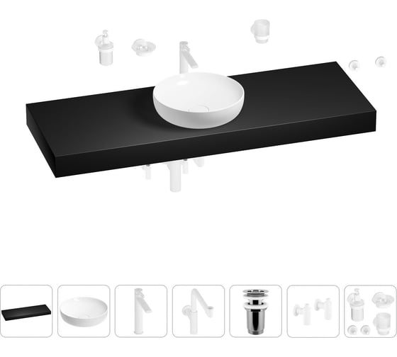 Комплект мебели для ванной комнаты Wellsee Genuine Tree с раковиной 201016580 1