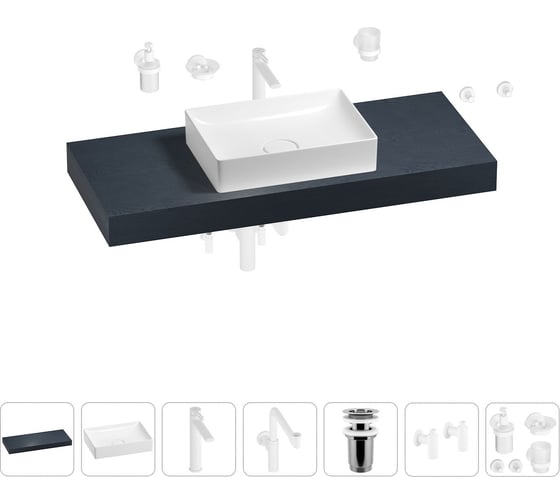 Комплект мебели для ванной комнаты с раковиной Wellsee Genuine Tree 201017460 1