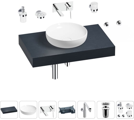 Комплект мебели для ванной комнаты Wellsee Genuine Tree с раковиной 201016146 1