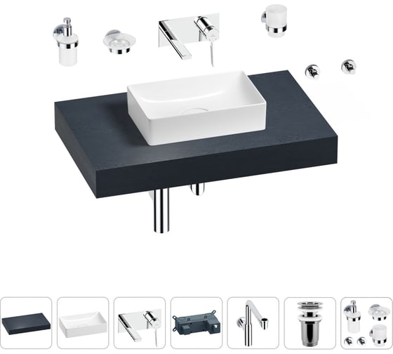 Комплект мебели для ванной комнаты с раковиной Wellsee Genuine Tree 201016856 1