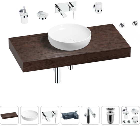 Комплект мебели для ванной комнаты с раковиной Wellsee Genuine Tree 201016306 1