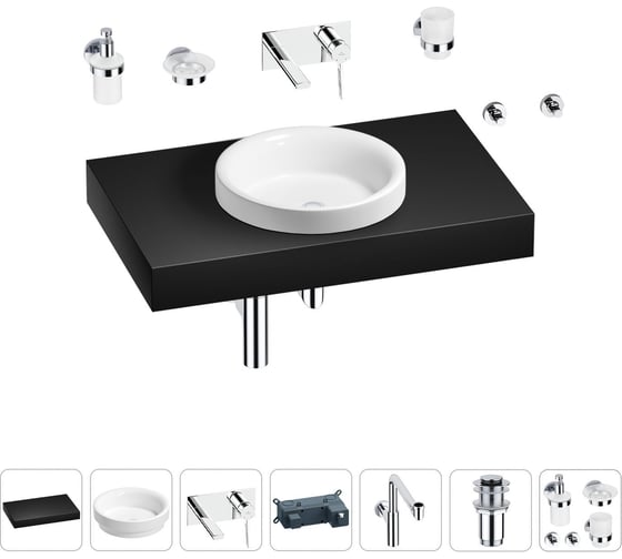 Комплект мебели для ванной комнаты с раковиной Wellsee Genuine Tree 201015746 1