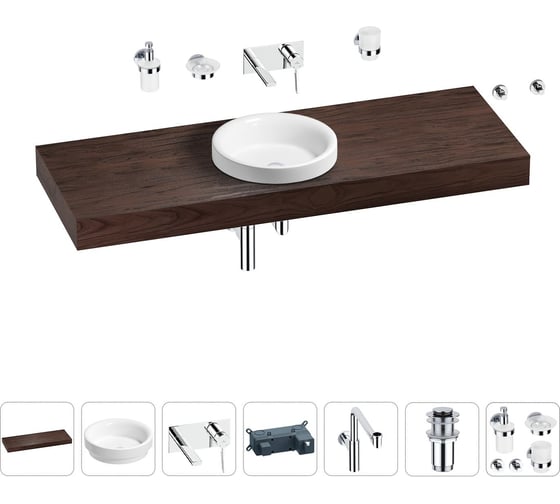 Комплект мебели для ванной комнаты с раковиной Wellsee Genuine Tree 201016066 1