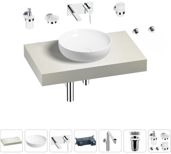 Комплект мебели для ванной комнаты с раковиной Wellsee Genuine Tree 201016126 1