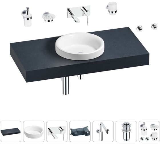 Комплект мебели для ванной комнаты с раковиной Wellsee Genuine Tree 201015786 1