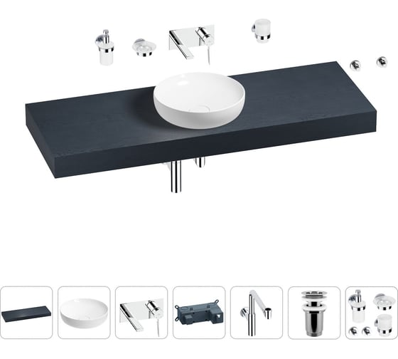 Комплект мебели для ванной комнаты Wellsee Genuine Tree с раковиной 201016506 1