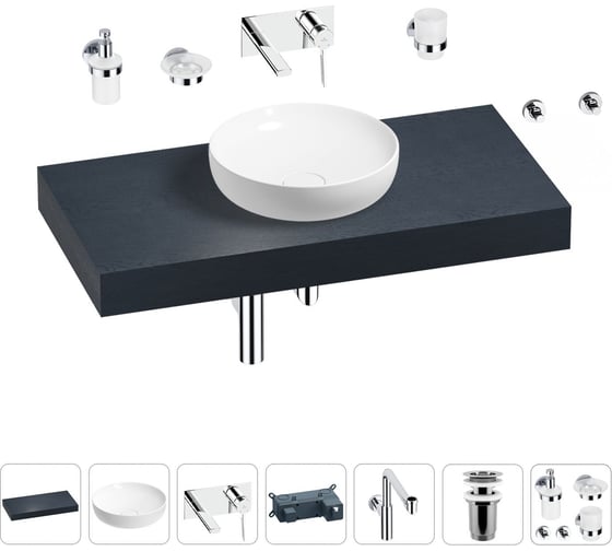 Комплект мебели для ванной комнаты с раковиной Wellsee Genuine Tree 201016266 1