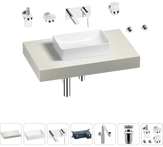 Комплект мебели для ванной комнаты с раковиной Wellsee Genuine Tree 201016841 1