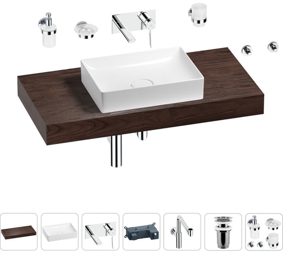 Комплект мебели для ванной комнаты с раковиной Wellsee Genuine Tree 201017386 1