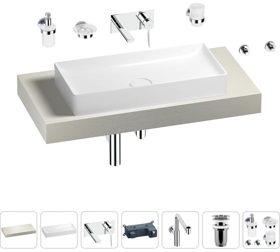 Комплект мебели для ванной комнаты с раковиной Wellsee Genuine Tree 201017686 1