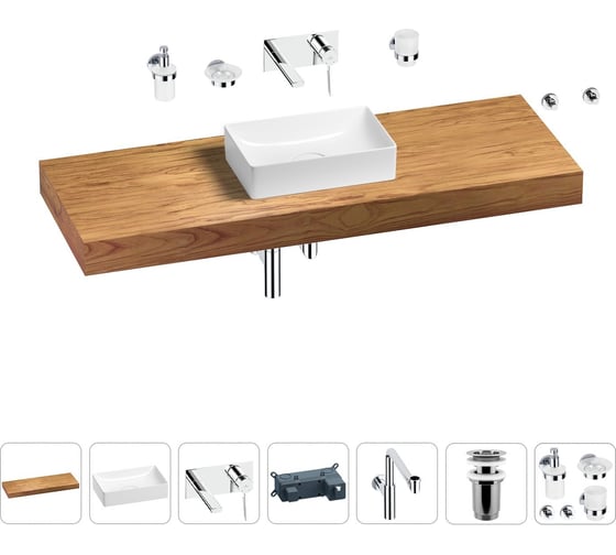 Комплект мебели для ванной комнаты с раковиной Wellsee Genuine Tree 201017141 1
