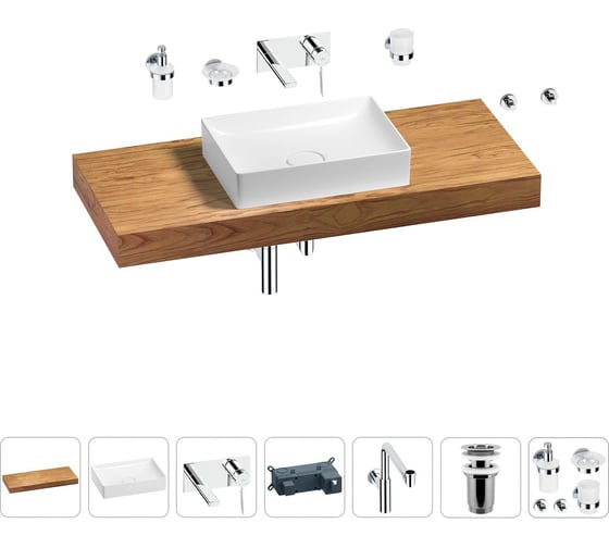 Комплект мебели для ванной комнаты с раковиной Wellsee Genuine Tree 201017486 1