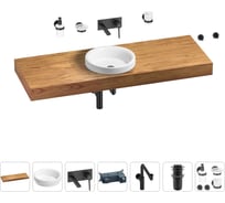 Комплект мебели для ванной комнаты с раковиной Wellsee Genuine Tree 201016047