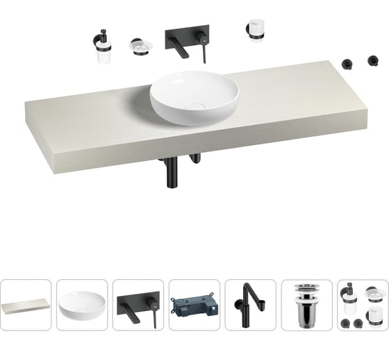 Комплект мебели для ванной комнаты с раковиной Wellsee Genuine Tree 201016487 1