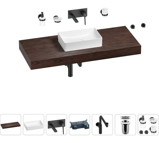 Комплект мебели для ванной комнаты с раковиной Wellsee Genuine Tree 201017067 1