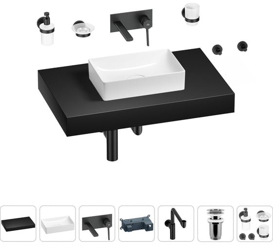 Комплект мебели для ванной комнаты с раковиной Wellsee Genuine Tree 201016917 1