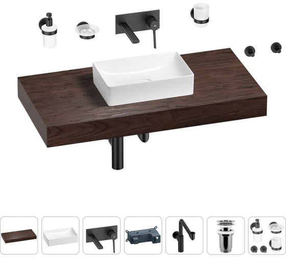 Комплект мебели для ванной комнаты с раковиной Wellsee Genuine Tree 201016977 1