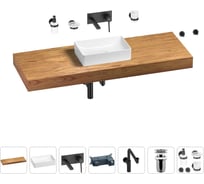 Комплект мебели для ванной комнаты с раковиной Wellsee Genuine Tree 201017142