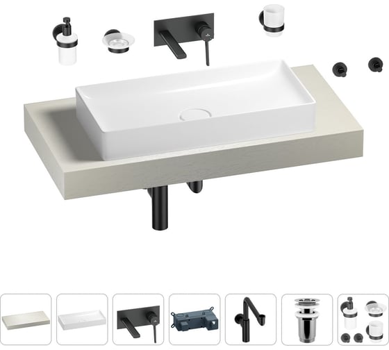 Комплект мебели для ванной комнаты с раковиной Wellsee Genuine Tree 201017687 1