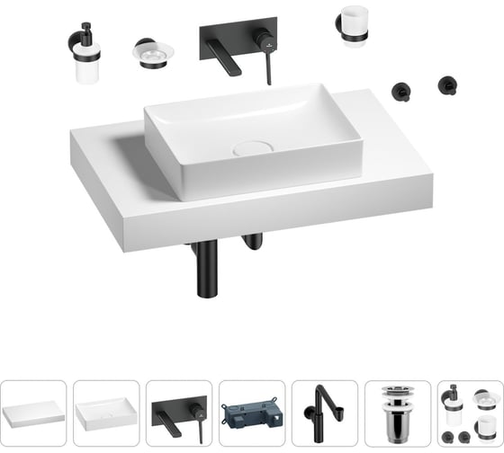 Комплект мебели для ванной комнаты с раковиной Wellsee Genuine Tree 201017287 1