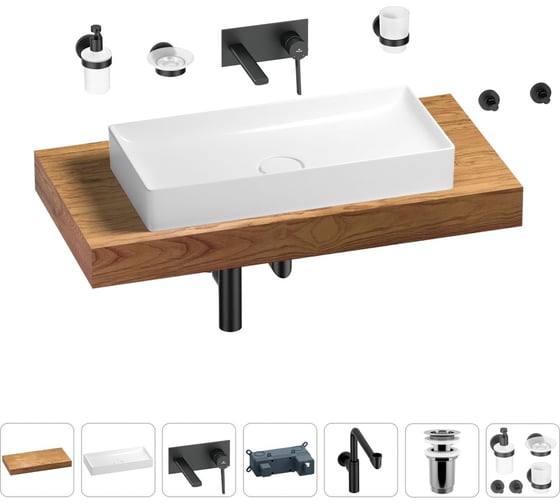 Комплект мебели для ванной комнаты Wellsee Genuine Tree с раковиной 201017727 1