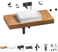 Комплект мебели для ванной комнаты с раковиной Wellsee Genuine Tree 201017367