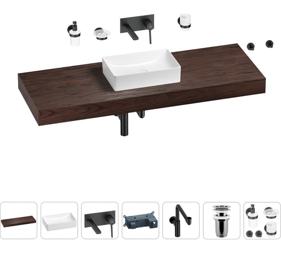 Комплект мебели для ванной комнаты с раковиной Wellsee Genuine Tree 201017157 1