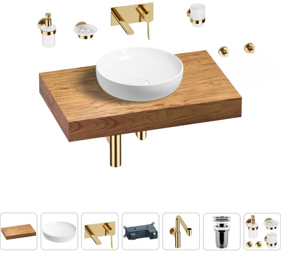 Комплект мебели для ванной комнаты Wellsee Genuine Tree с раковиной 201016168 1