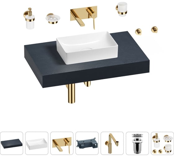 Комплект мебели для ванной комнаты с раковиной Wellsee Genuine Tree 201016858 1