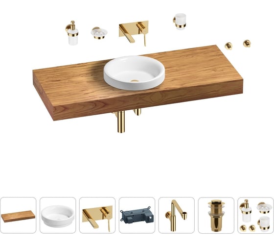 Комплект мебели для ванной комнаты Wellsee Genuine Tree с раковиной 201015928 1