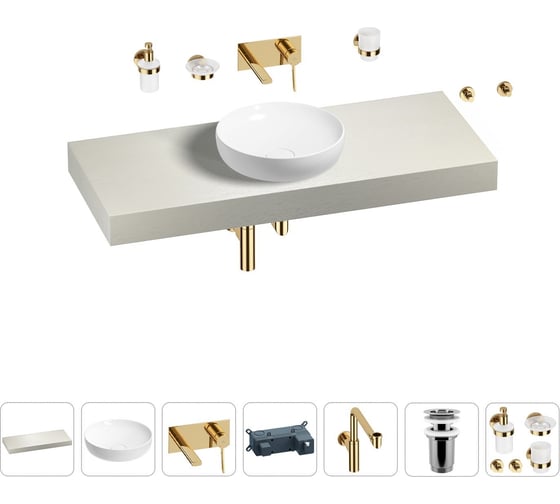 Комплект мебели для ванной комнаты с раковиной Wellsee Genuine Tree 201016368 1