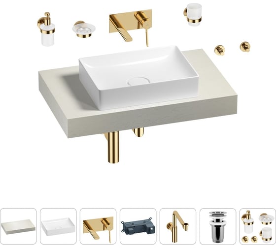 Комплект мебели для ванной комнаты с раковиной Wellsee Genuine Tree 201017208 1