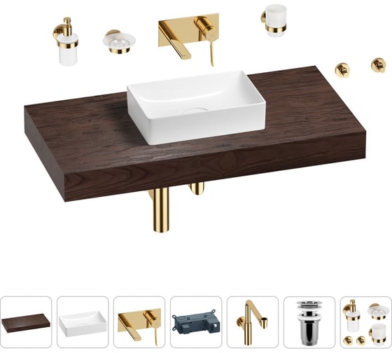 Комплект мебели для ванной комнаты с раковиной Wellsee Genuine Tree 201016978 1