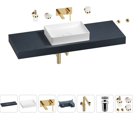 Комплект мебели для ванной комнаты с раковиной Wellsee Genuine Tree 201017588 1