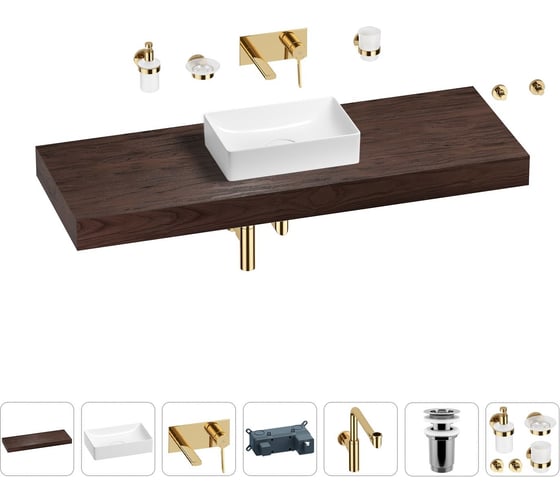 Комплект мебели для ванной комнаты с раковиной Wellsee Genuine Tree 201017158 1