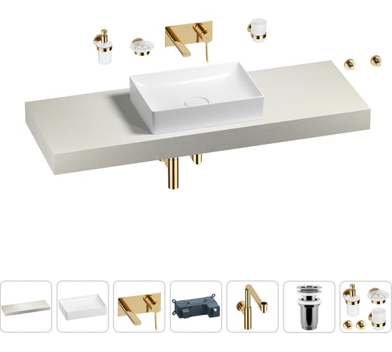 Комплект мебели для ванной комнаты с раковиной Wellsee Genuine Tree 201017568 1