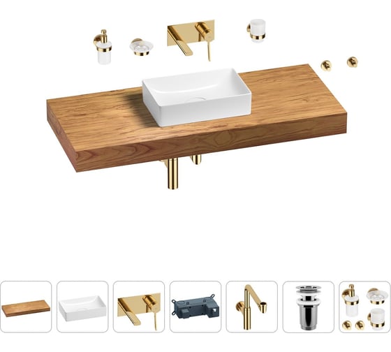 Комплект мебели для ванной комнаты с раковиной Wellsee Genuine Tree 201017053 1