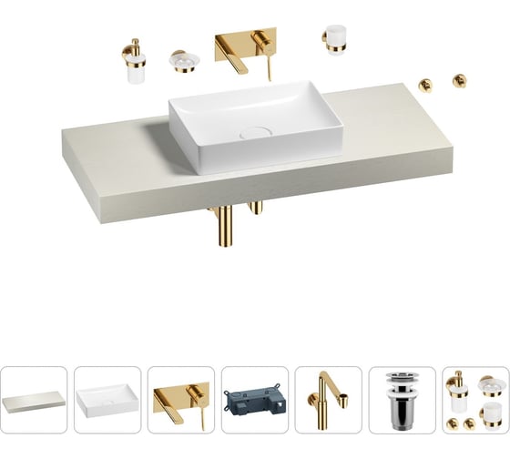 Комплект мебели для ванной комнаты с раковиной Wellsee Genuine Tree 201017448 1