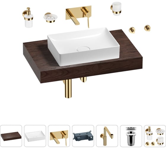 Комплект мебели для ванной комнаты с раковиной Wellsee Genuine Tree 201017268 1