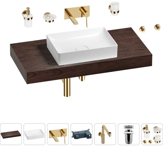 Комплект мебели для ванной комнаты с раковиной Wellsee Genuine Tree 201017388 1