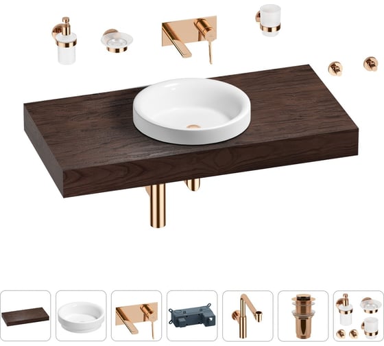 Комплект мебели для ванной комнаты с раковиной Wellsee Genuine Tree 201015829 1