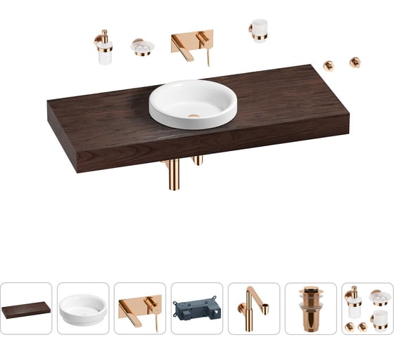 Комплект мебели для ванной комнаты с раковиной Wellsee Genuine Tree 201015949 1