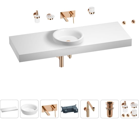 Комплект мебели для ванной комнаты Wellsee Genuine Tree с раковиной 201016089 1