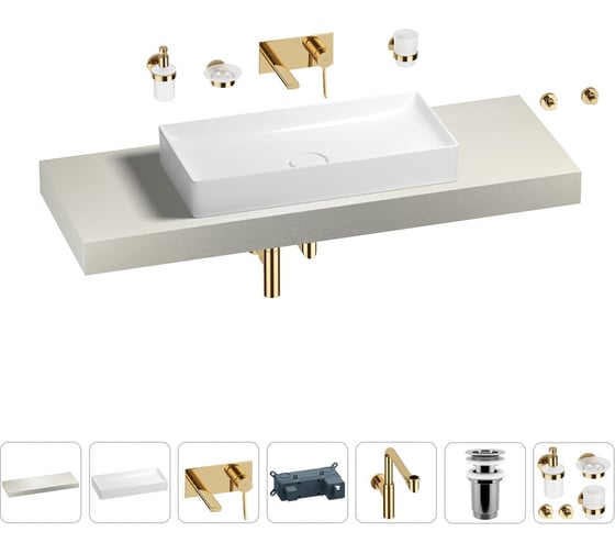 Комплект мебели для ванной комнаты с раковиной Wellsee Genuine Tree 201017928 1