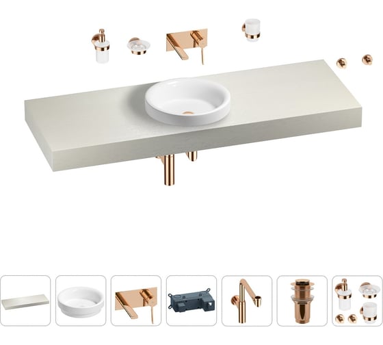 Комплект мебели для ванной комнаты с раковиной Wellsee Genuine Tree 201016009 1