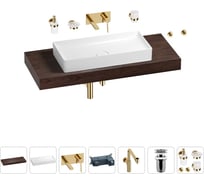 Комплект мебели для ванной комнаты с раковиной Wellsee Genuine Tree 201017868