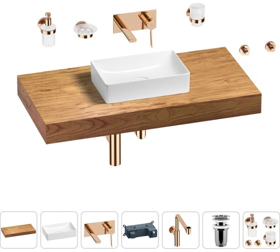 Комплект мебели для ванной комнаты с раковиной Wellsee Genuine Tree 201016964 1