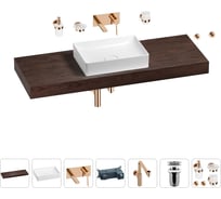 Комплект мебели для ванной комнаты с раковиной Wellsee Genuine Tree 201017629