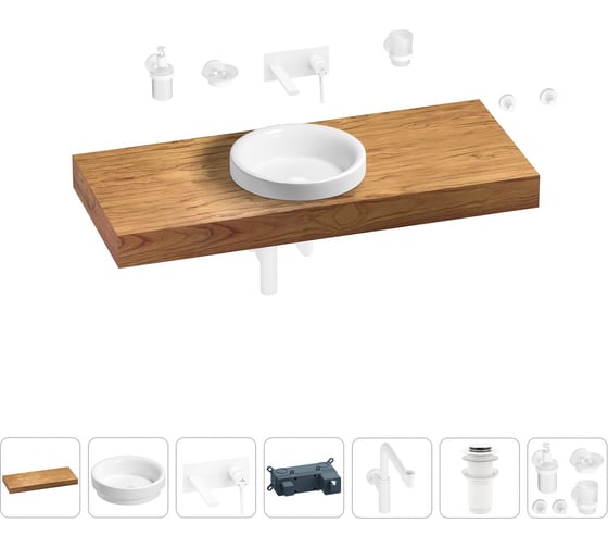 Комплект мебели для ванной комнаты Wellsee Genuine Tree с раковиной 201015930 1