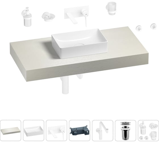 Комплект мебели для ванной комнаты с раковиной Wellsee Genuine Tree 201016935 1